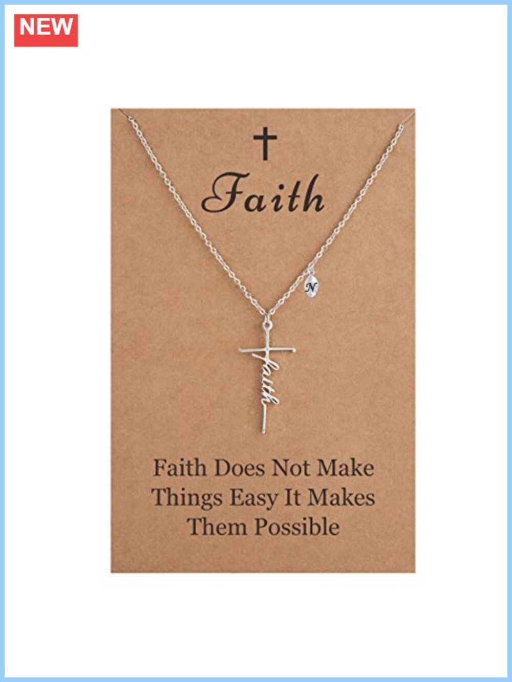 18K Gold Plated Initial Cross Pendant Necklace for Women, Stainless Steel
